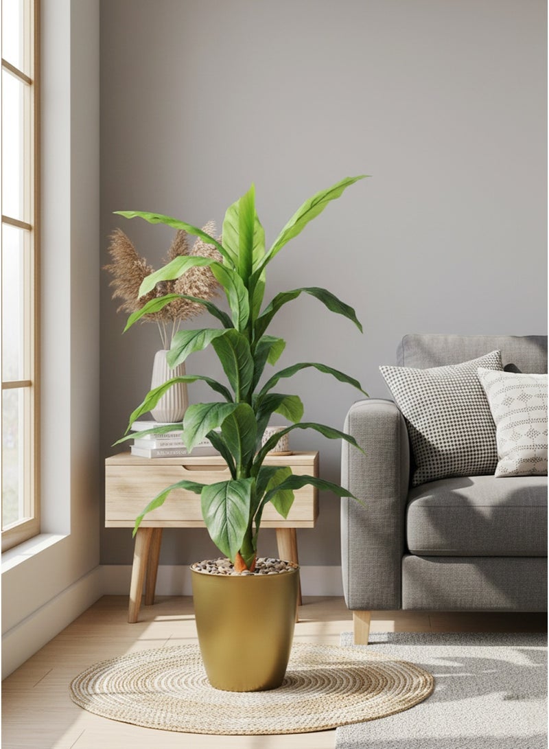Alrassi Artificial Green Tree – 135 cm Height with Plastic Pot – Realistic Natural Look – Ideal for Home and Office Décor - Image 4
